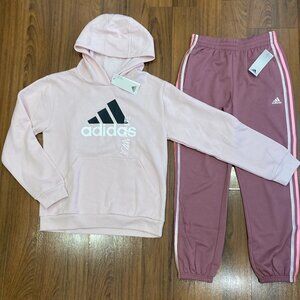 adidas Youth Girl's Hoodie Pants Tracksuit Set Pink Size 14 (L) New